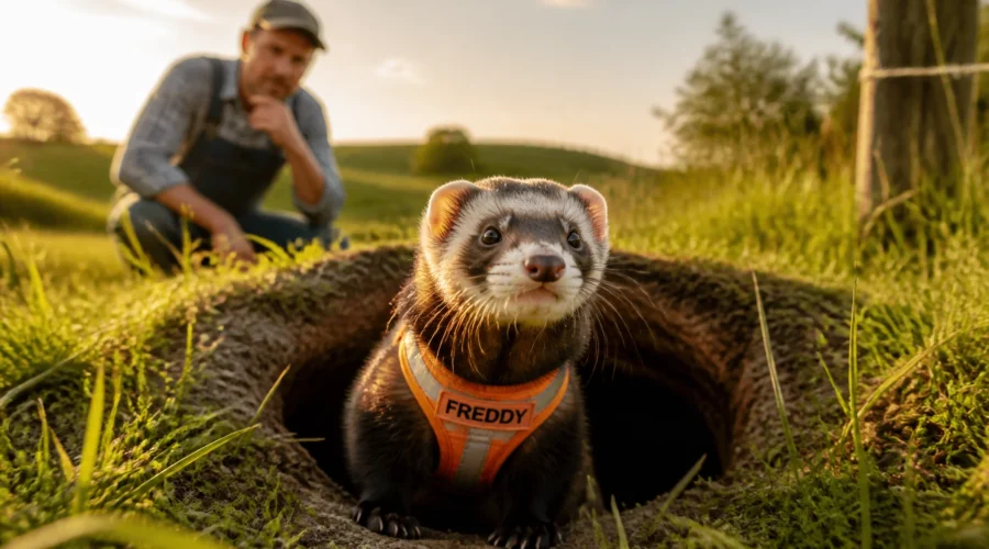 The Tiny Rescuer: How Freddy the Ferret Saved a Dog in Distress